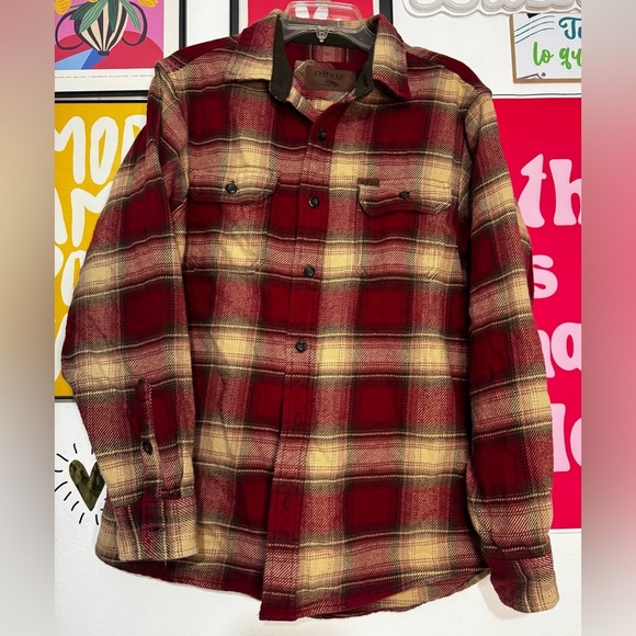 Orvis Classic Collection Flannel Shirt - Men’s Medium - Plaid Red & Beige - - Picture 1 of 5